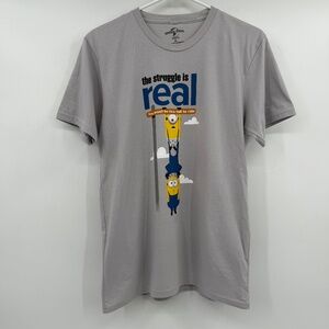 Minions T Shirt Youth XL Gray Struggle Is Real Universal Studios Short Sleeves
